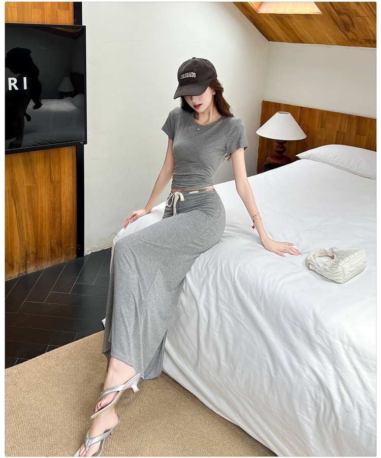 Short summer tops Casual slim skirt 2pcs set for women