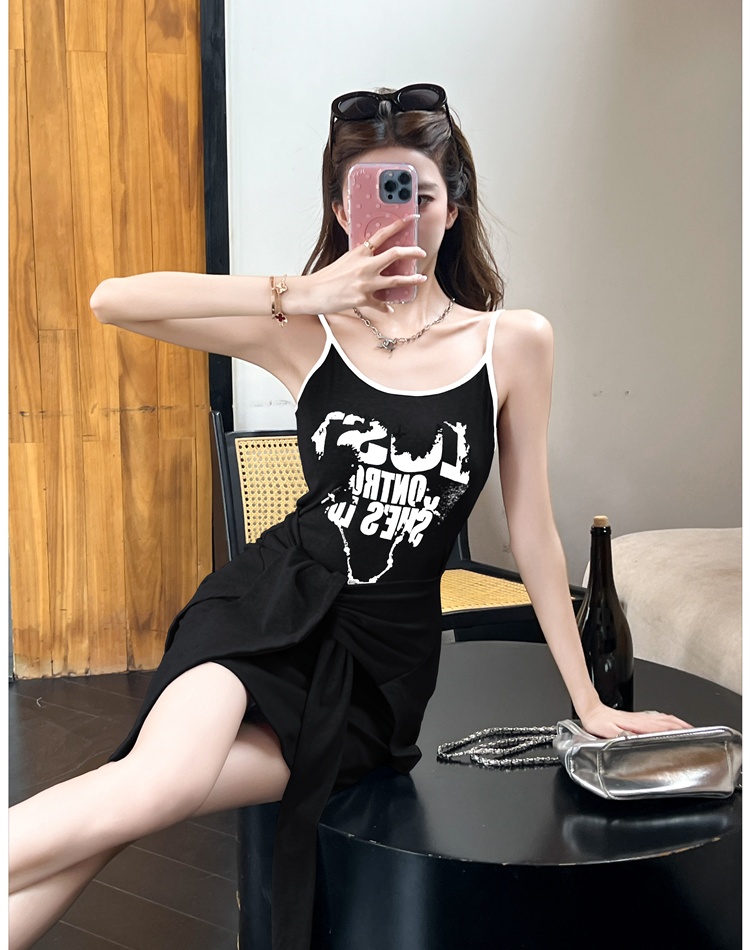 Fashion sexy T-back sling Pseudo-two dress for women