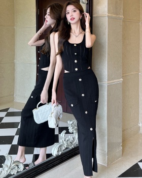 France style skirt knitted vest 2pcs set for women