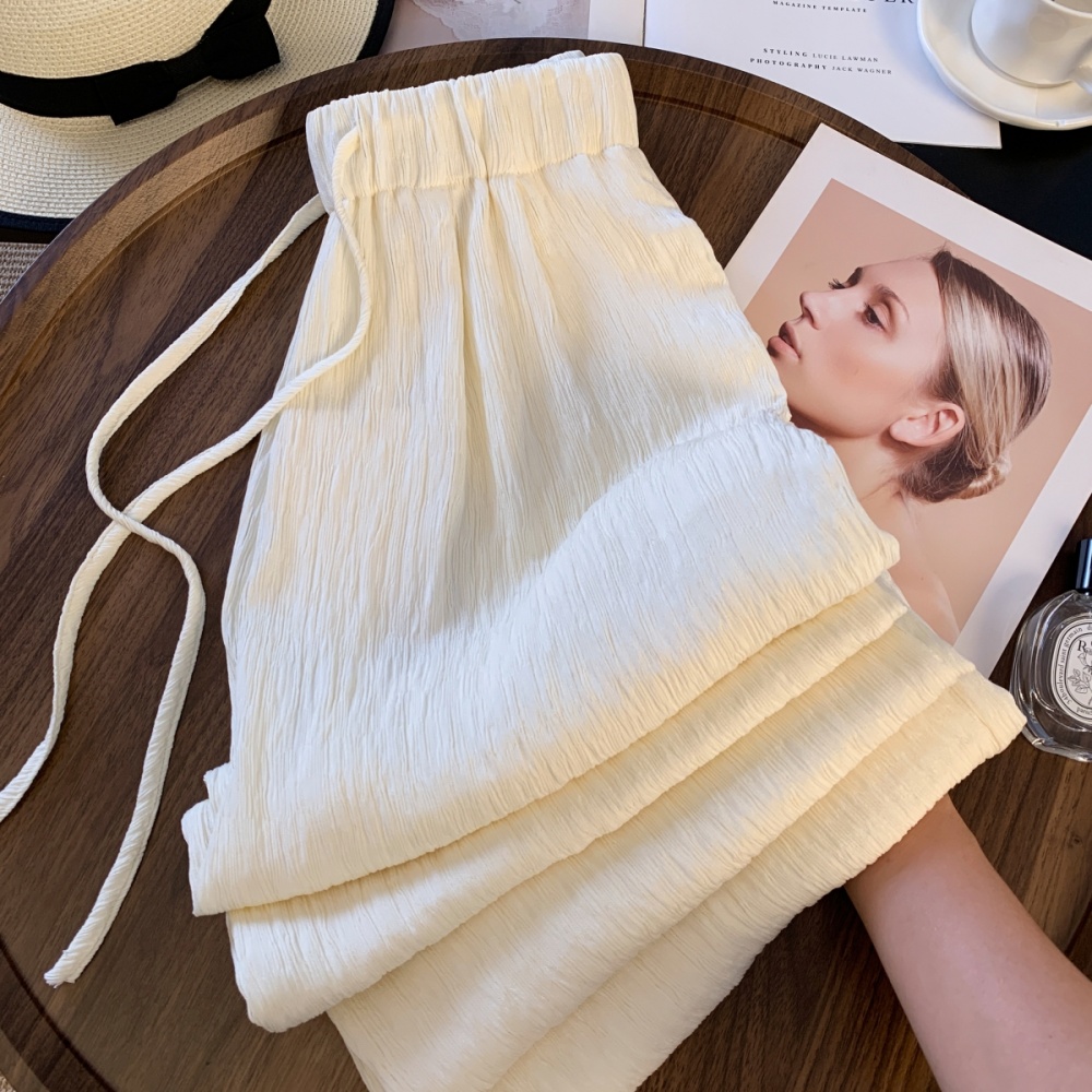 Thin casual pants elastic waist wide leg pants for women