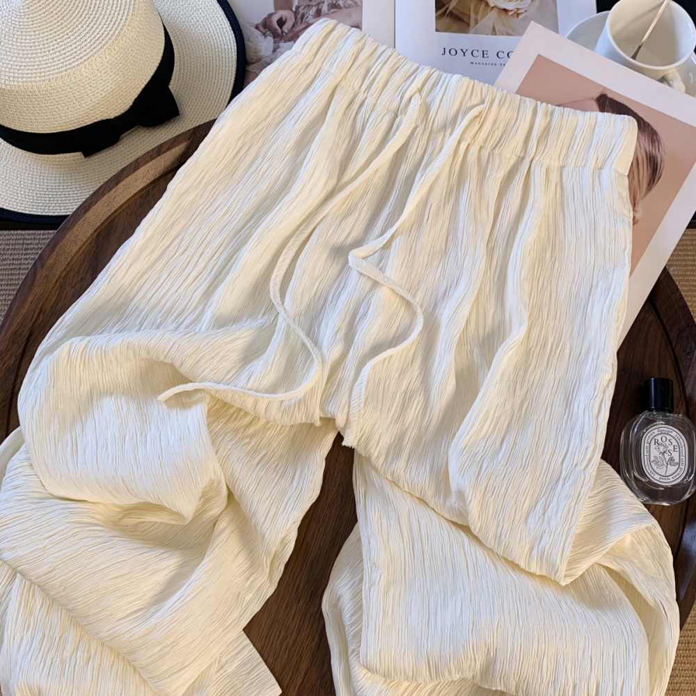 Thin casual pants elastic waist wide leg pants for women