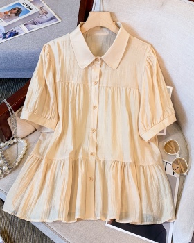 Summer short sleeve tops Cover belly puff sleeve shirt