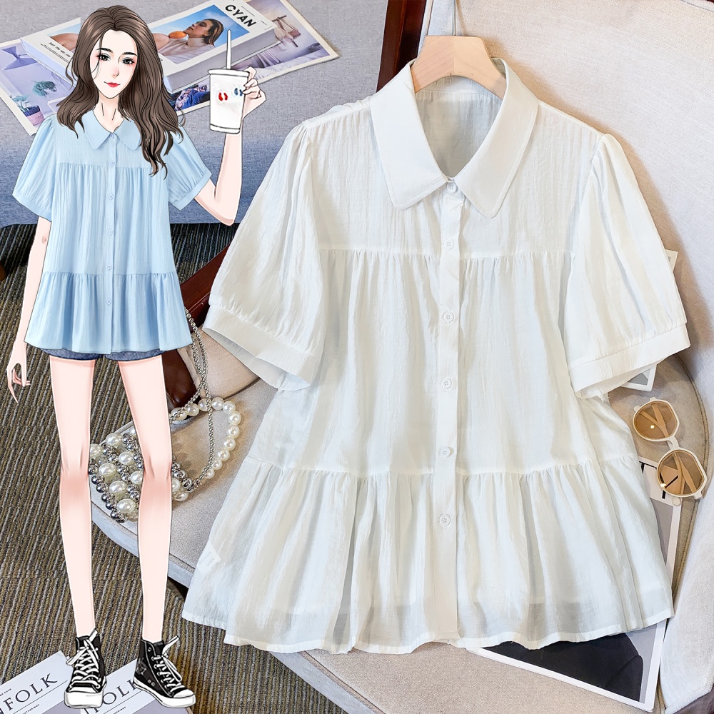Summer short sleeve tops Cover belly puff sleeve shirt