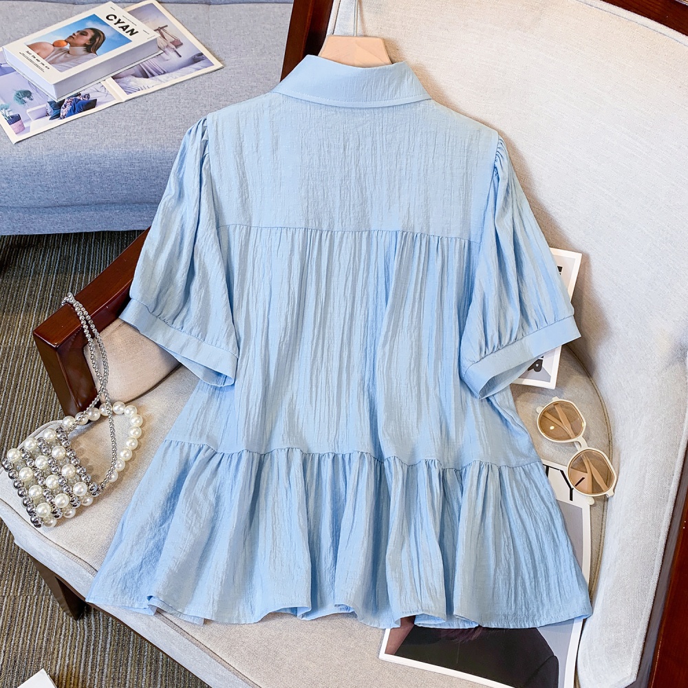 Summer short sleeve tops Cover belly puff sleeve shirt