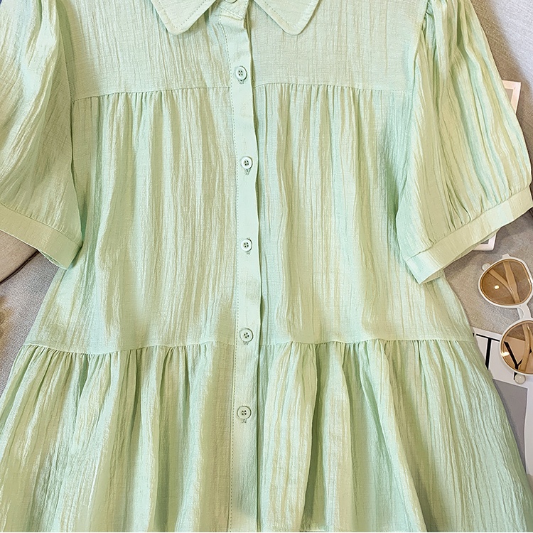 Summer short sleeve tops Cover belly puff sleeve shirt