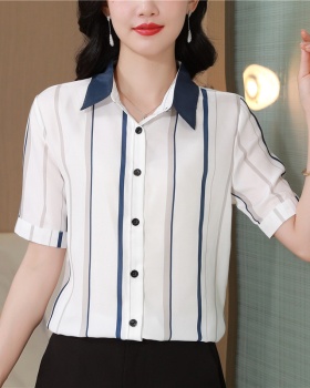 Temperament tops stripe small shirt for women