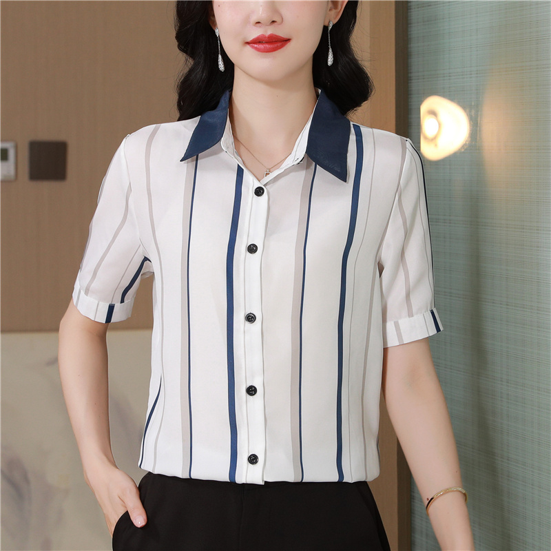 Temperament tops stripe small shirt for women