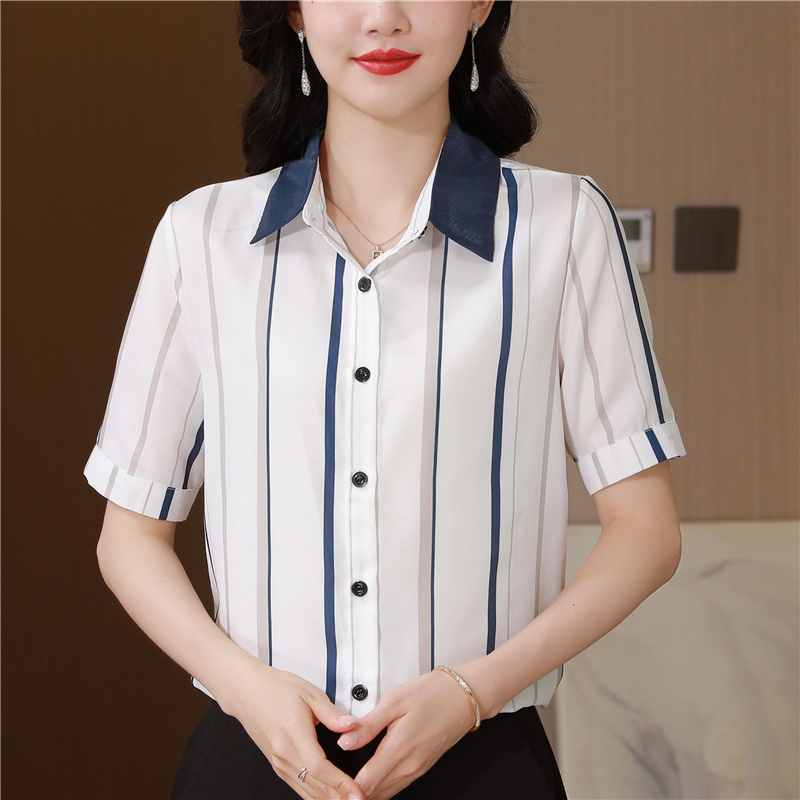 Temperament tops stripe small shirt for women