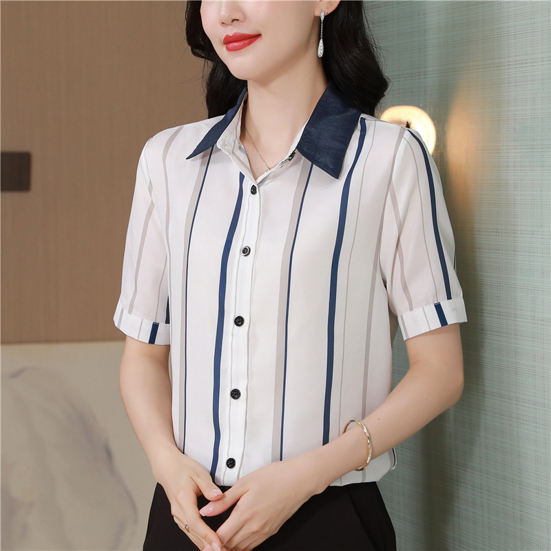 Temperament tops stripe small shirt for women