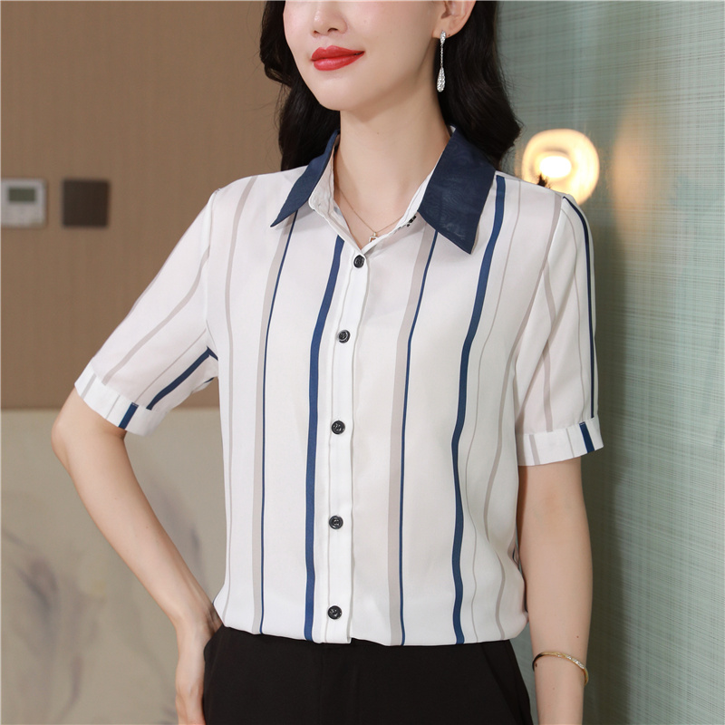 Temperament tops stripe small shirt for women