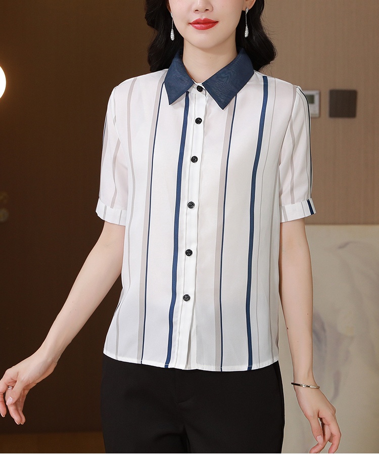 Temperament tops stripe small shirt for women