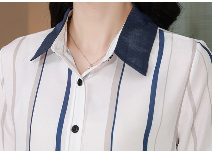 Temperament tops stripe small shirt for women