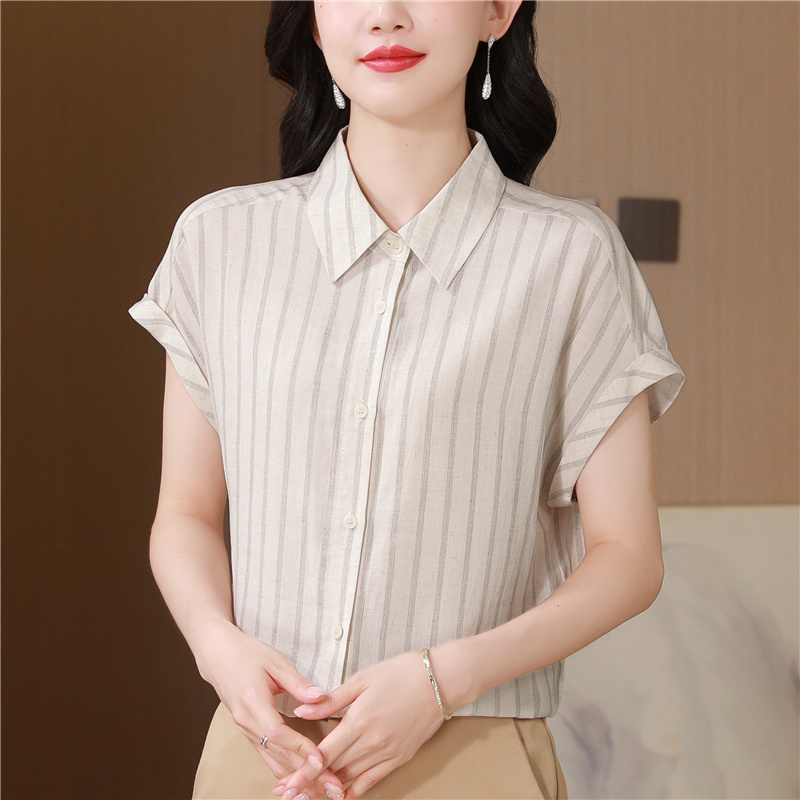 Silk fashion shirt real silk short sleeve tops for women