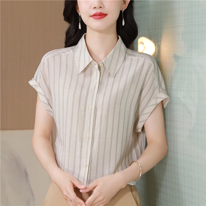 Silk fashion shirt real silk short sleeve tops for women