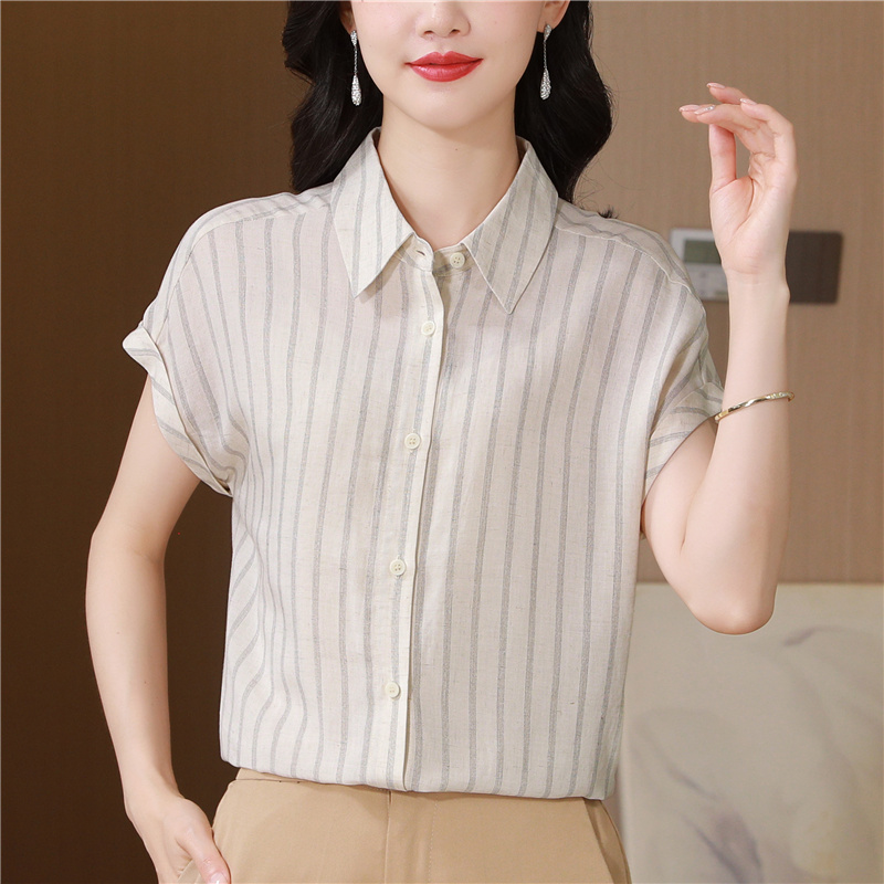 Silk fashion shirt real silk short sleeve tops for women
