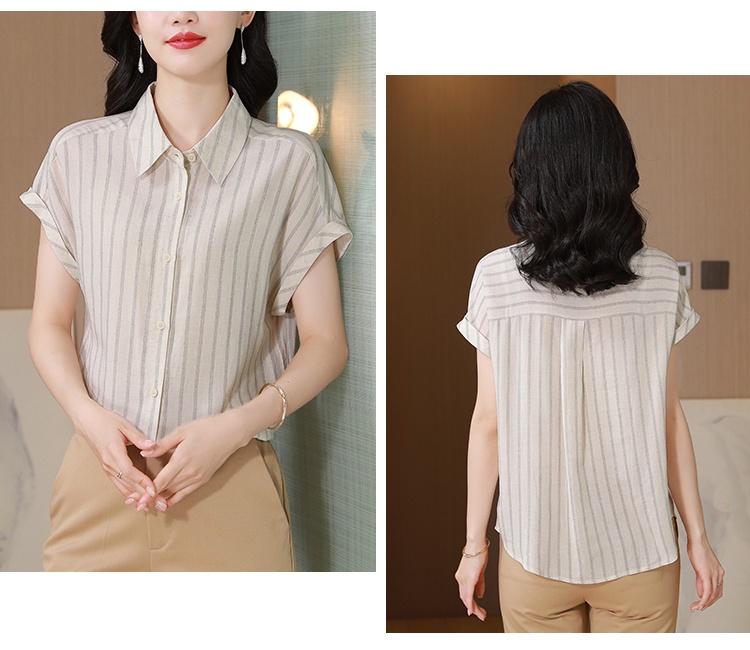 Silk fashion shirt real silk short sleeve tops for women