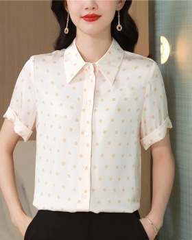 Short sleeve printing silk summer shirt