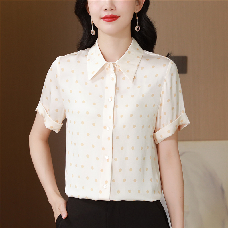 Short sleeve printing silk summer shirt