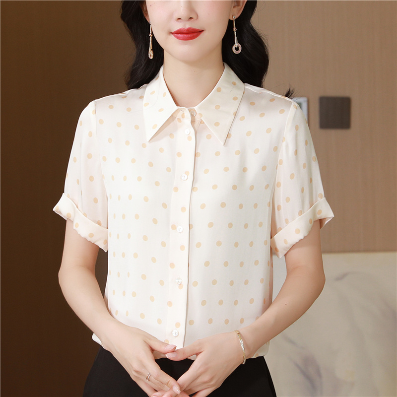 Short sleeve printing silk summer shirt