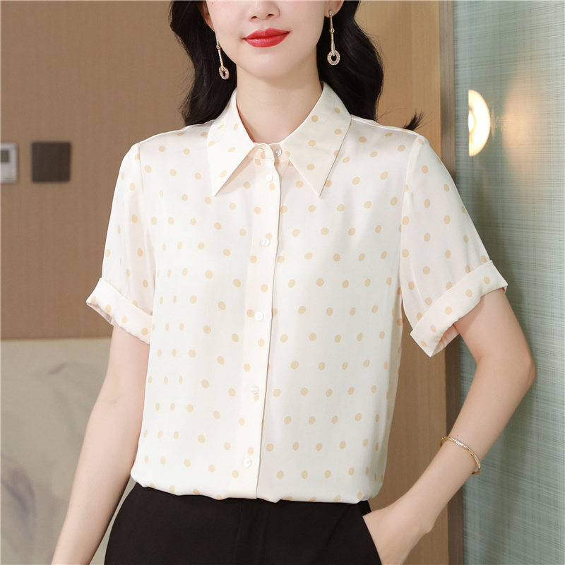 Short sleeve printing silk summer shirt