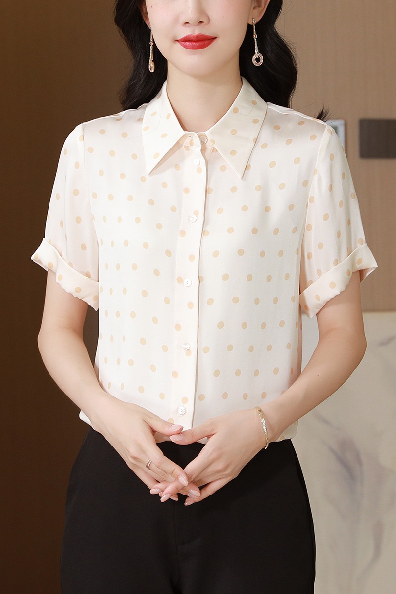 Short sleeve printing silk summer shirt