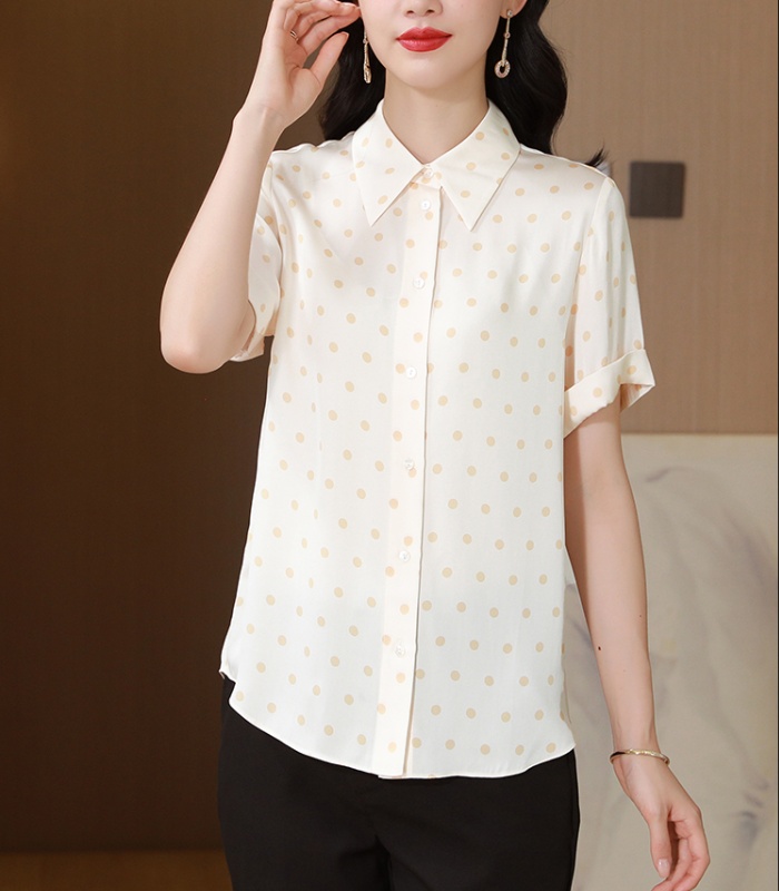 Short sleeve printing silk summer shirt