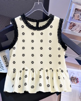 Sleeveless summer tops flowers Korean style shirt for women