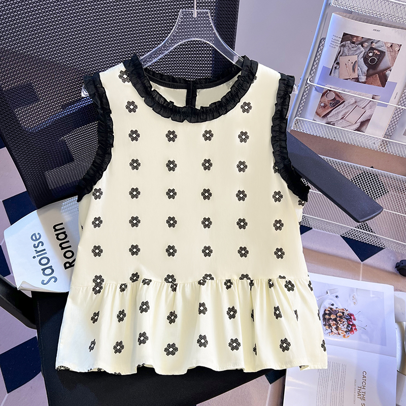 Sleeveless summer tops flowers Korean style shirt for women