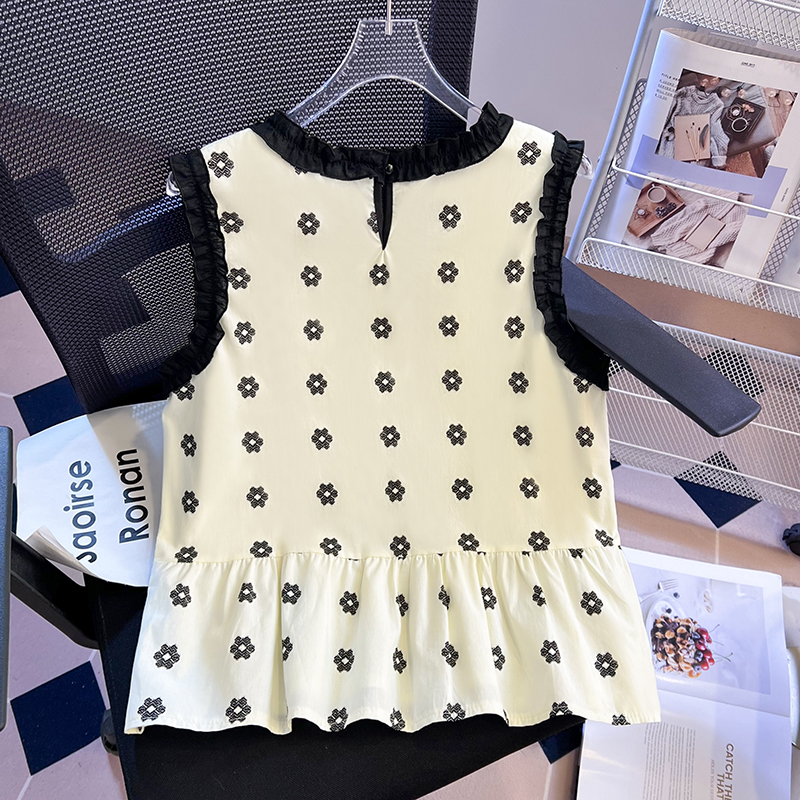 Sleeveless summer tops flowers Korean style shirt for women