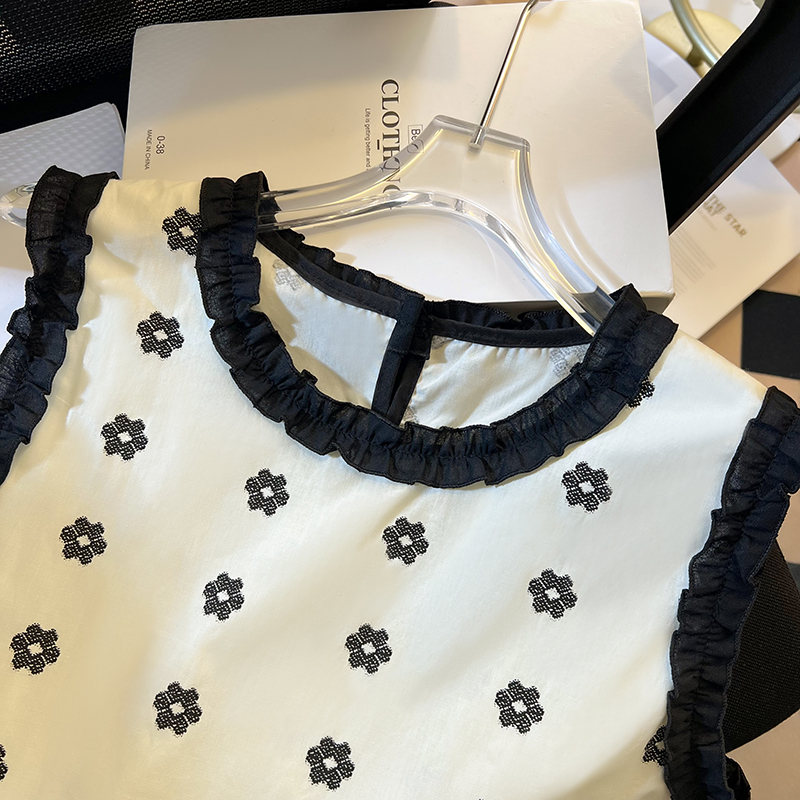 Sleeveless summer tops flowers Korean style shirt for women
