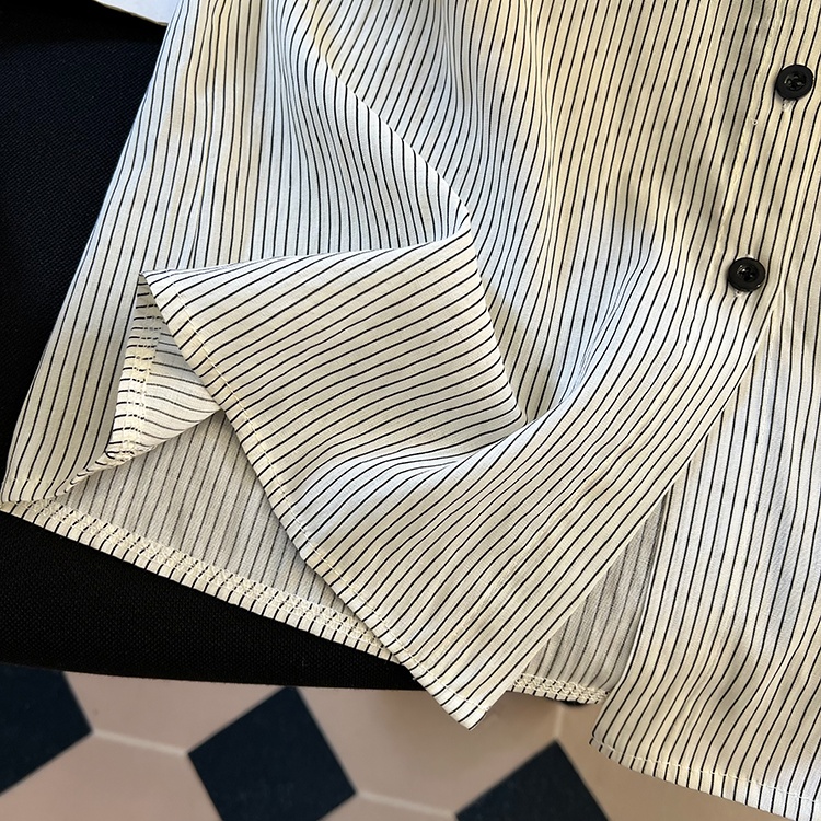 Round neck short sleeve tops stripe shirt for women