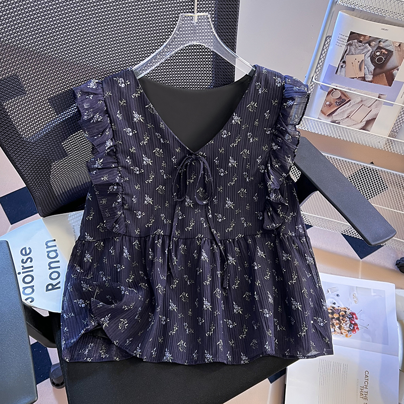 Floral short sleeve small shirt temperament summer tops