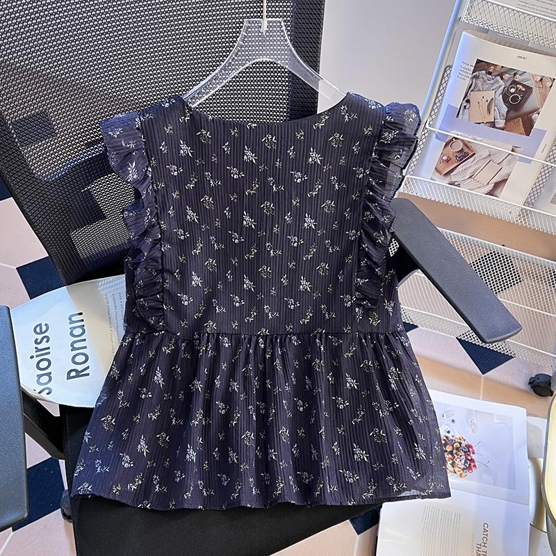 Floral short sleeve small shirt temperament summer tops