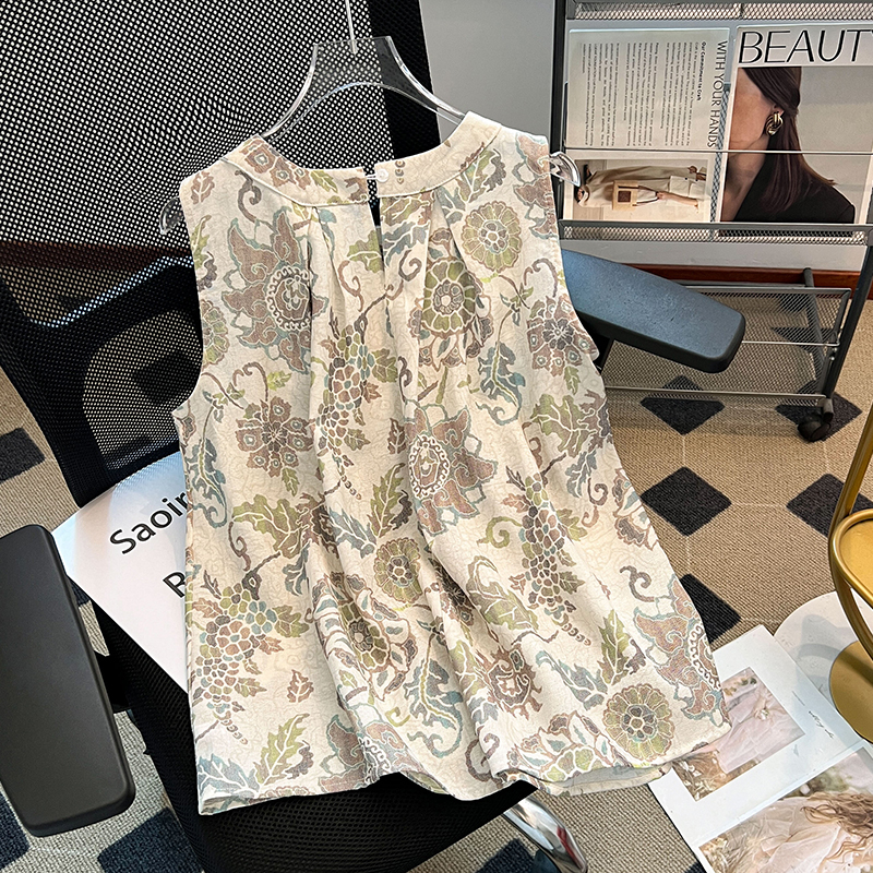 Summer temperament vest sling floral tops for women