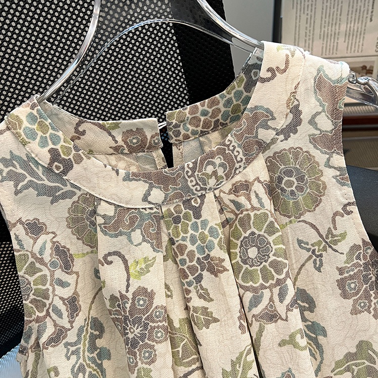 Summer temperament vest sling floral tops for women