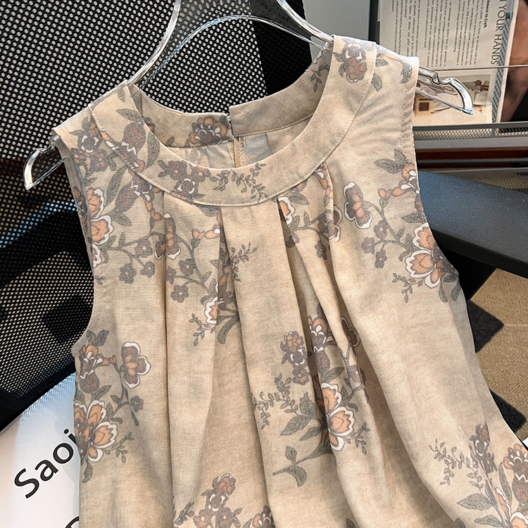 Summer temperament vest sling floral tops for women