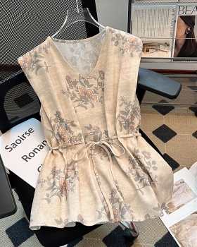 Light luxury printing vest summer V-neck tops