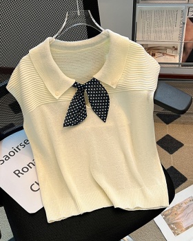 With scarves buckle sweater Korean style tops for women