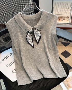 Sleeveless summer shirts lapel knitted T-shirt