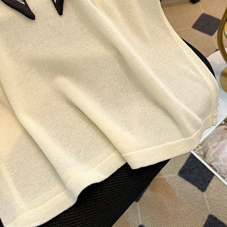 Sleeveless summer shirts lapel knitted T-shirt