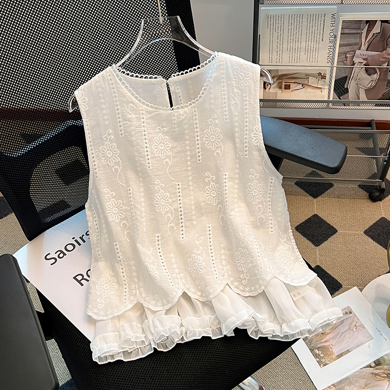 Summer double tops lace vest for women