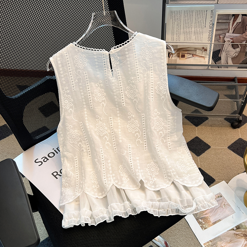 Summer double tops lace vest for women