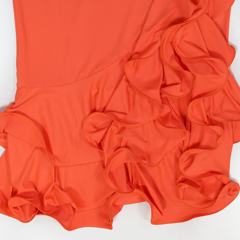European style sexy frenum irregular V-neck dress