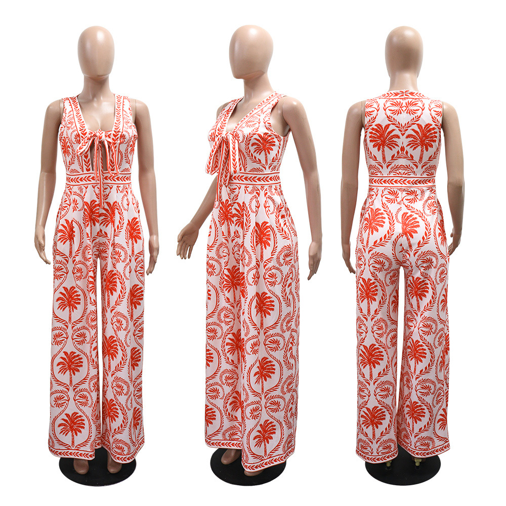 Zip sleeveless tops frenum European style jumpsuit for women