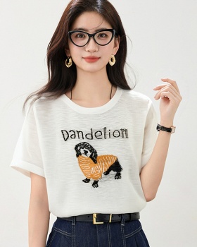 Short sleeve summer slim T-shirt printing ice silk tops