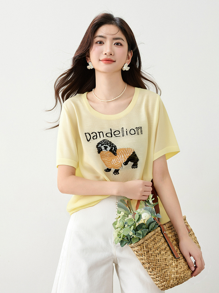 Short sleeve summer slim T-shirt printing ice silk tops
