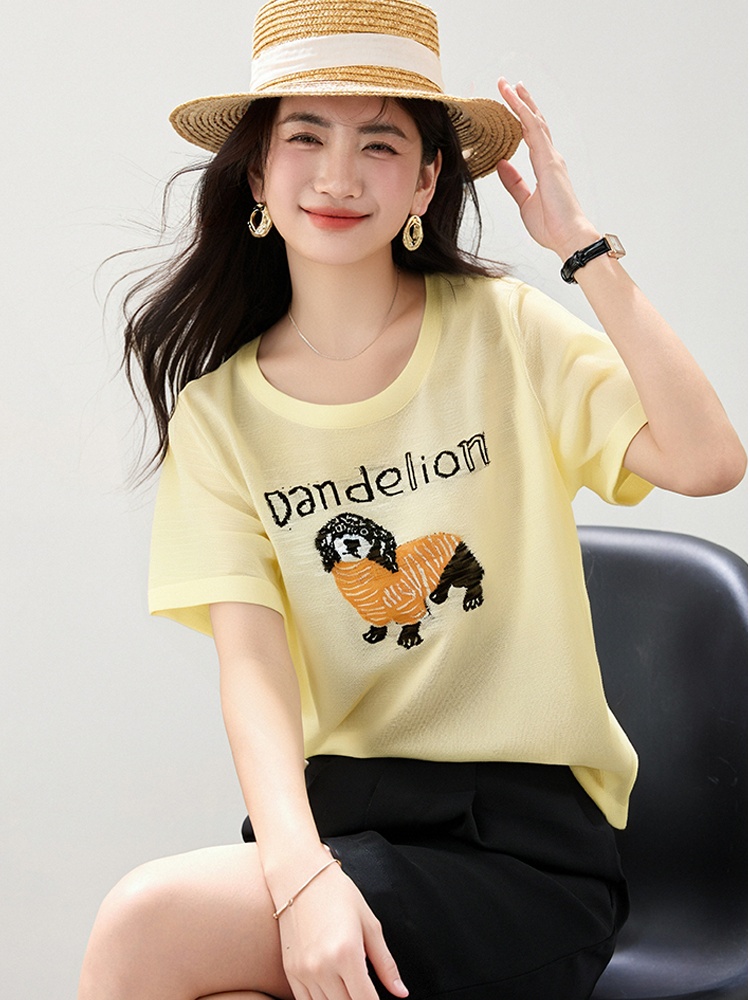 Short sleeve summer slim T-shirt printing ice silk tops