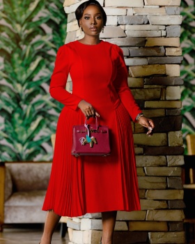 Large yard elegant European style autumn temperament dress