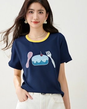 Embroidery tops short sleeve T-shirt for women