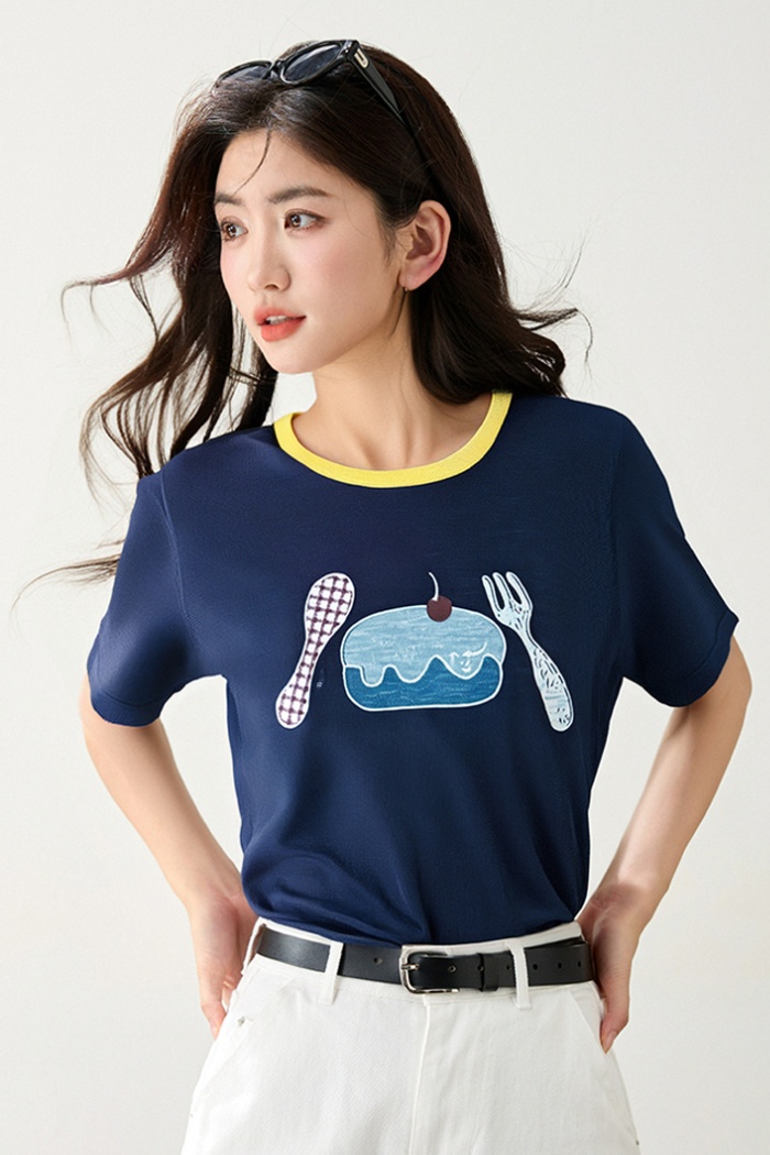 Embroidery tops short sleeve T-shirt for women